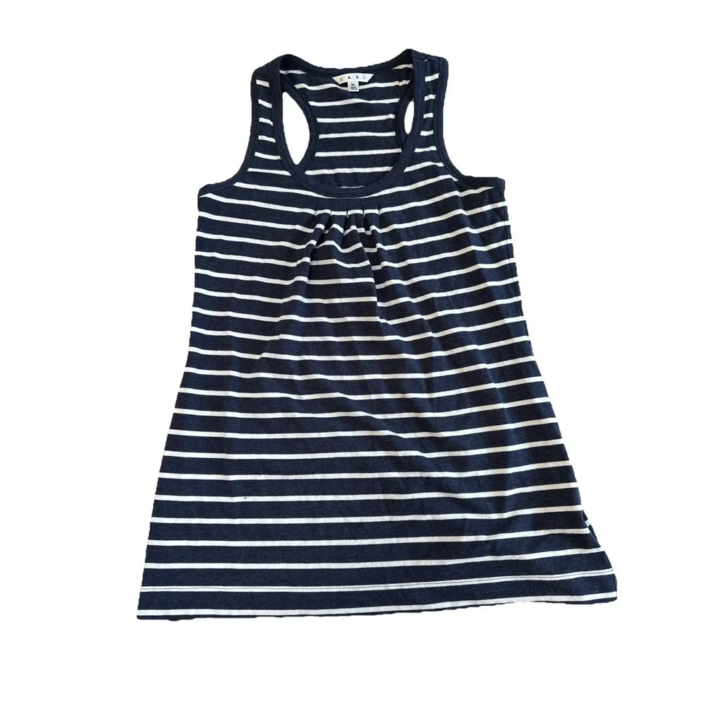 Cabi M Racerback Sleeveless Tank Top Stripped Navy White